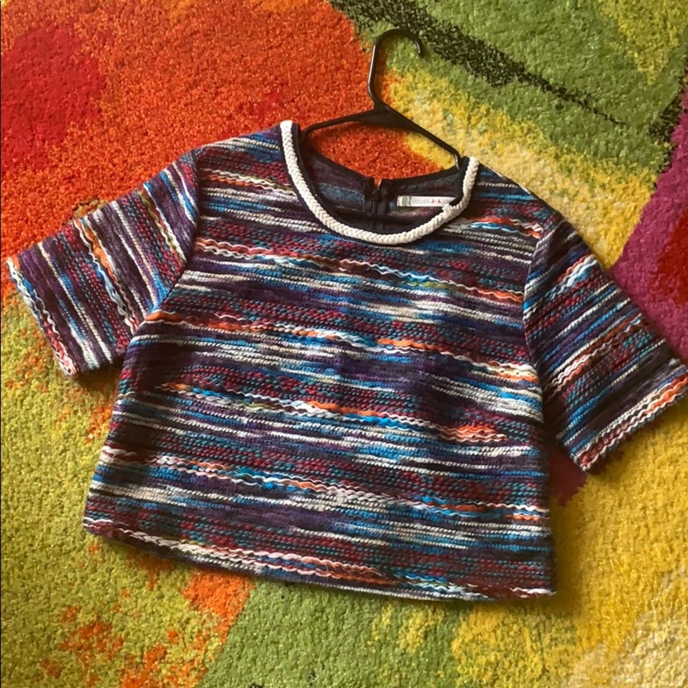 Multicolored Yarn cropped shirt